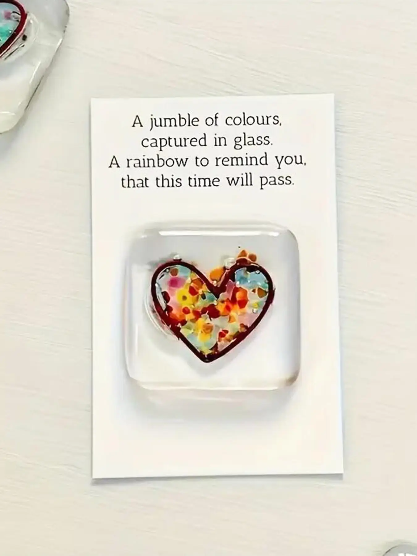 1pc Rainbow Glass Heart Pocket Hug Token, Friendship Gift, Pocket Hug Full Of Love And Encouragement, Suitable For Any Occasion, Holiday, Gift for Fam
