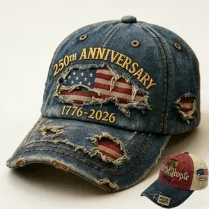 2 Pack Patriotic Baseball Cap for Men Women, 250th Anniversary of America 1776-2026 & We The People Liberty Bell Embroidered Hat, Vintage Washed Distressed Adjustable USA Flag Patriotic Dad Hat, 4th of July Independence Day Daily Casual Outdoor Headwear,