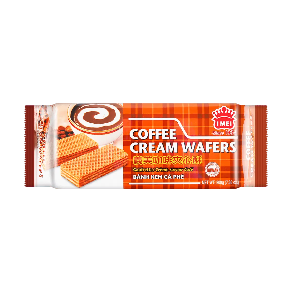 Imei Taiwan Coffee Cream Wafer Cookies 200g - Crispy Sandwich Biscuits Snack
