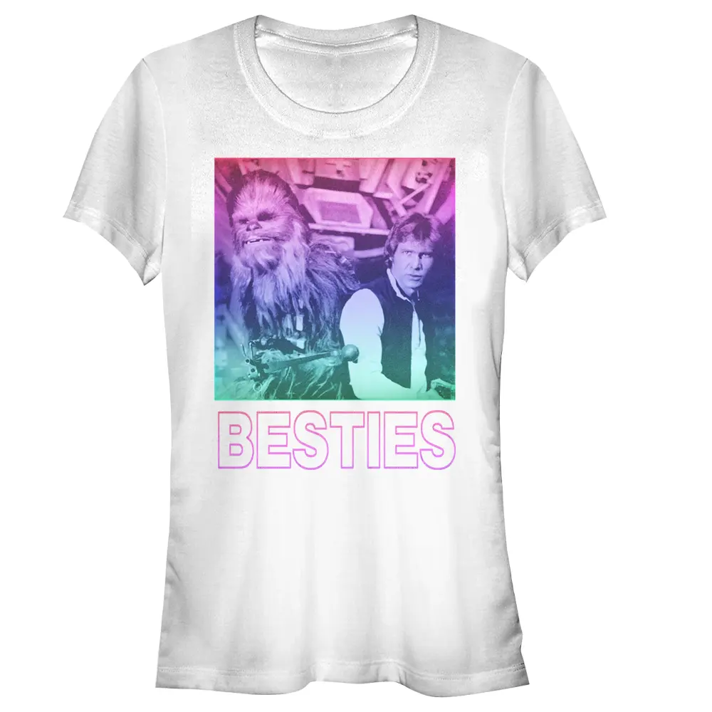 Juniors Womens Star Wars Han Solo and Chewbacca Besties T-Shirt