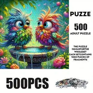500 Piece Cartoon Birds Puzzle, Large Adult Family Interactive Toy, DIY Home Decor Brain Challenge, Holiday Scene, Perfect Gift
