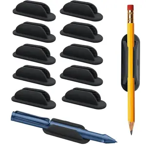 10 Pack  Adhesive Pencil Holders, Silicone Marker Organizer for Desk, Notebook, Wall or Clipboard, Reusable Teacher Supplies for Classroom, Office, School Accessories
