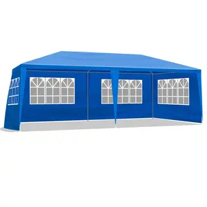 10'x20' Outdoor Party Tent with 6 Removable Sidewalls Waterproof Canopy Blue Durable PE Cloth for Events & Weddings