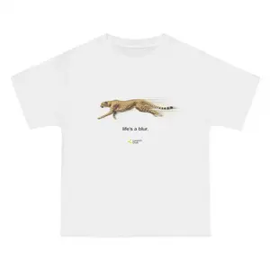 100% Pure Cotton Soft & Skin-Friendly "life's a blur." Blur Cheetah Motivational Tee |   Launch Club Trendsetter Gift Essential