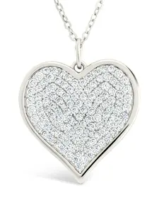 Sterling Silver CZ Statement Heart Pendant