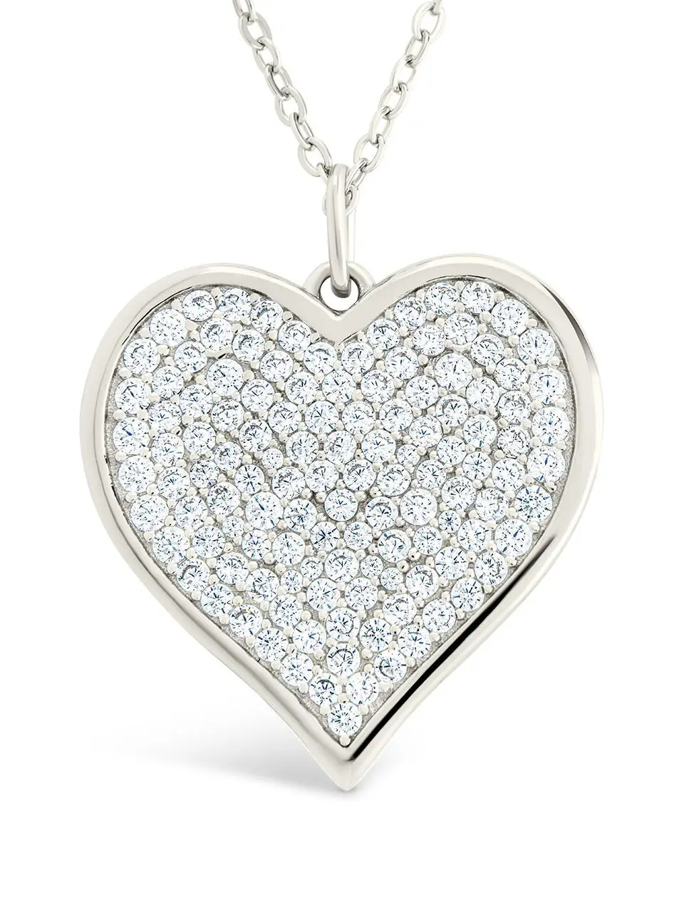 Sterling Silver CZ Statement Heart Pendant
