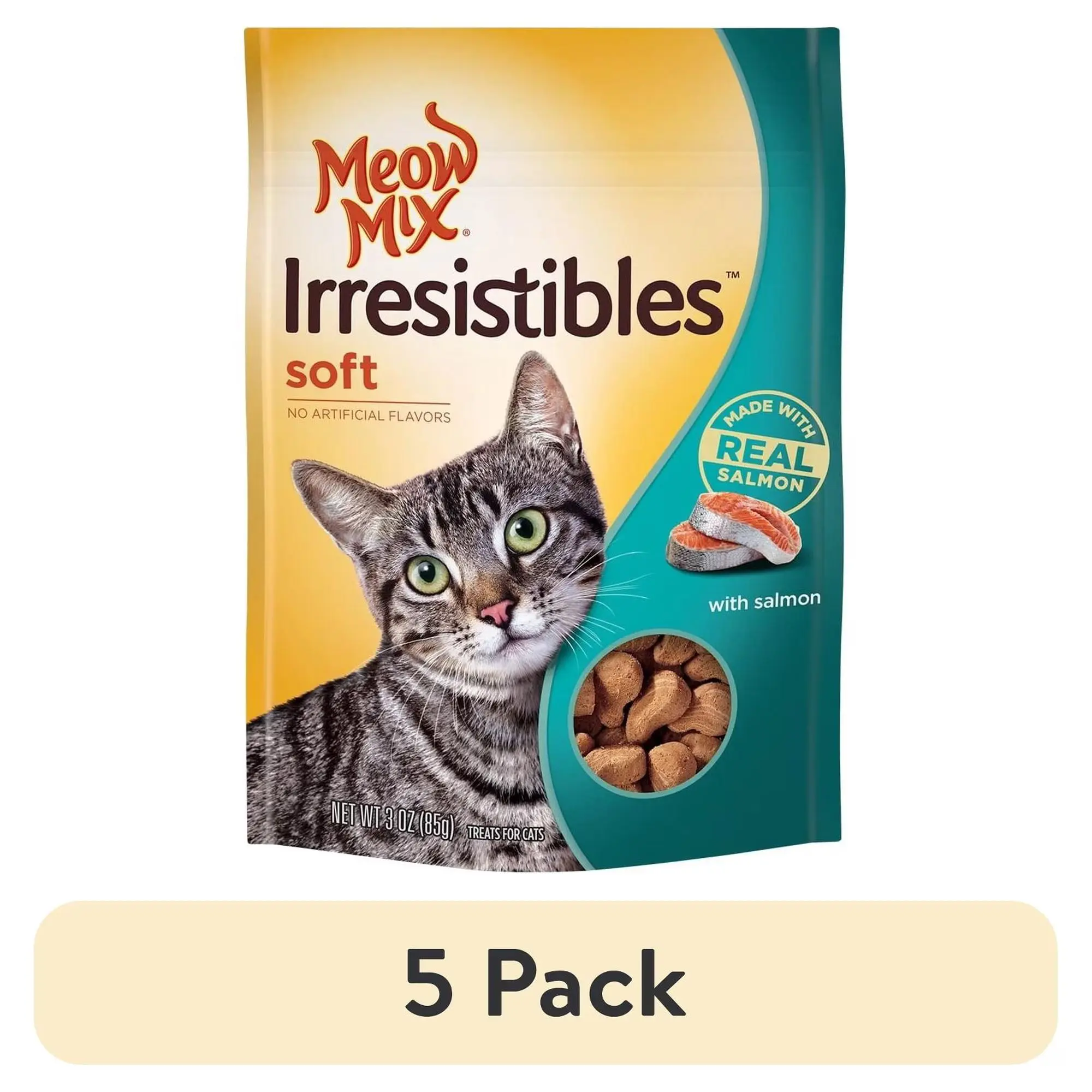 Meow Mix Irresistibles Soft Cat Treats Made With Real Salmon, 12 oz Pouch