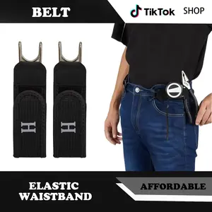 2PCS  Metal Hook Elastic Belt (Unisex) - Patented No-Buckle Invisible Design | Soft Adjustable Side Belt