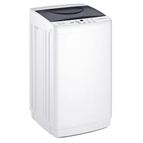 Sweetcrispy Compact Full-Automatic Mini Washer, 7.7 lbs Capacity, Stainless Steel Drum, 10 Wash Cycles, Auto-Balance Detection, LED Display, Portable Washing Machine for Apartment, Kitchen, Bathroom