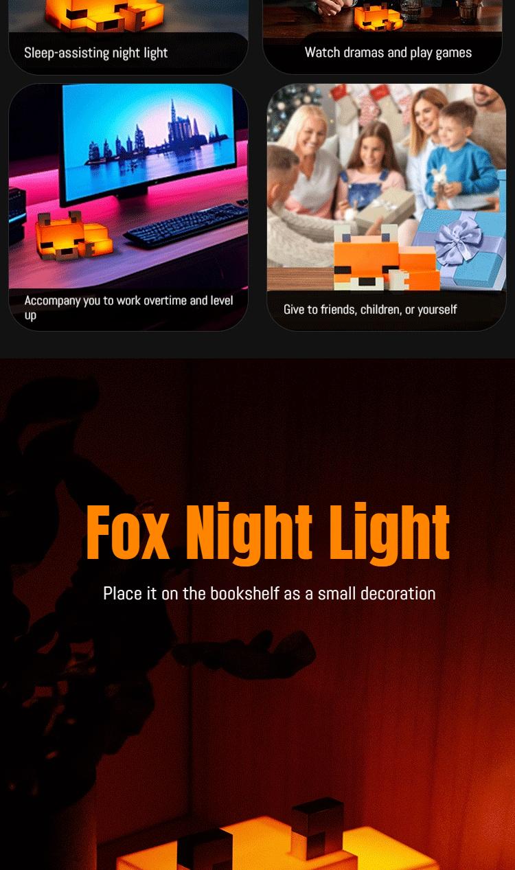Cute Fox Design Decorative Night Light Soft Orange Glow Ideal for Gaming Room Playroom and Bedroom Best Friend Gift Ideas