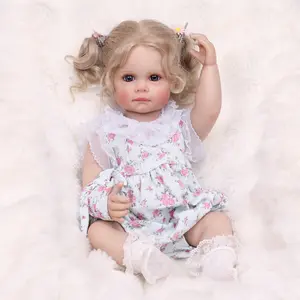 KEIUMI Reborn Baby Dolls 22-inch Blonde Double Ponytail Blue Fairy Dress Full Silicone Lifelike Baby Dolls & Accessories, for Gift, Collection & Role Play Age 3 +