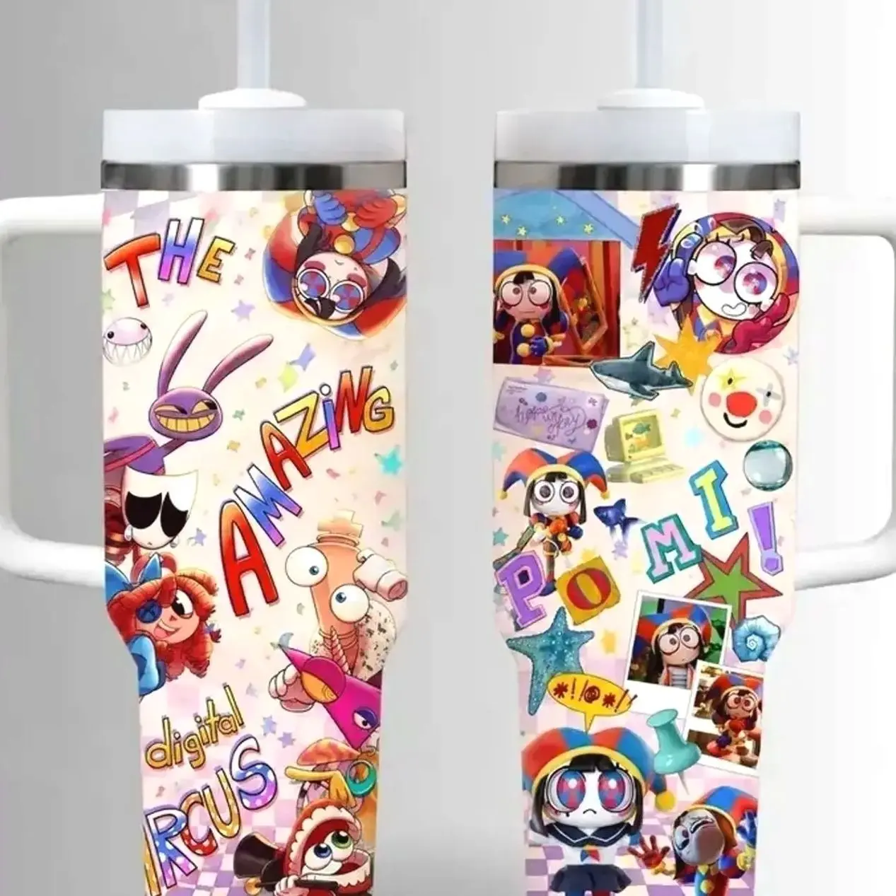 40oz Pomni The Amazing DC Insulated Tumbler with Handle and Straw, Double Wall Vacuum Insulated Travel Mug, Trendy Collector Drinkware