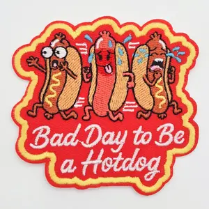 “Bad Day to Be a Hotdog” Embroidered Patch – 3" Fun Statement Patch for Hat Bars & Boutiques