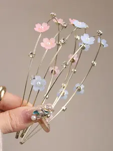 A fashionable and elegant five petal flower decorated headband, suitable for daily wear, vacation and dating occasions, and also a surprising and exquisite small gift, Bling Hair Headband