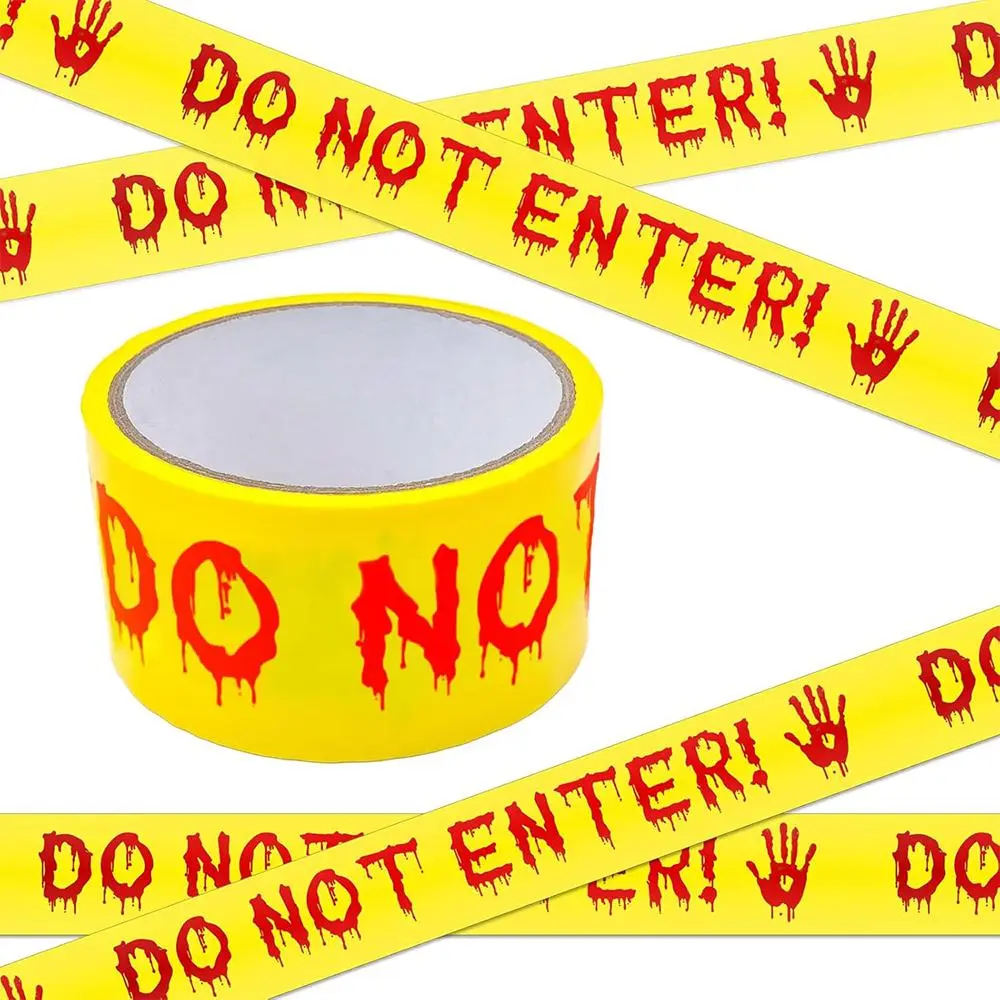 Halloween Decorations Caution Tape, 1/2 Counts Do Not Enter Yellow Scary Caution Tape Roll, Hazard Warning Tape, Outdoor Spooky DIY Decorative Accessory