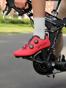 Men's Road Cycling Shoes, Breathable Tpu Upper, PU Leather Sole, Patchwork Design, Compatible with Mountain and Road Bikes, Versatile Terrain