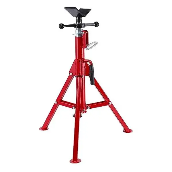 GARVEE Industrial Heavy-Duty V-Head Pipe Jack Stand, 2500LB Capacity, 24-52in Adjustable Height, Portable Folding Tripod Base for Welding, Construction