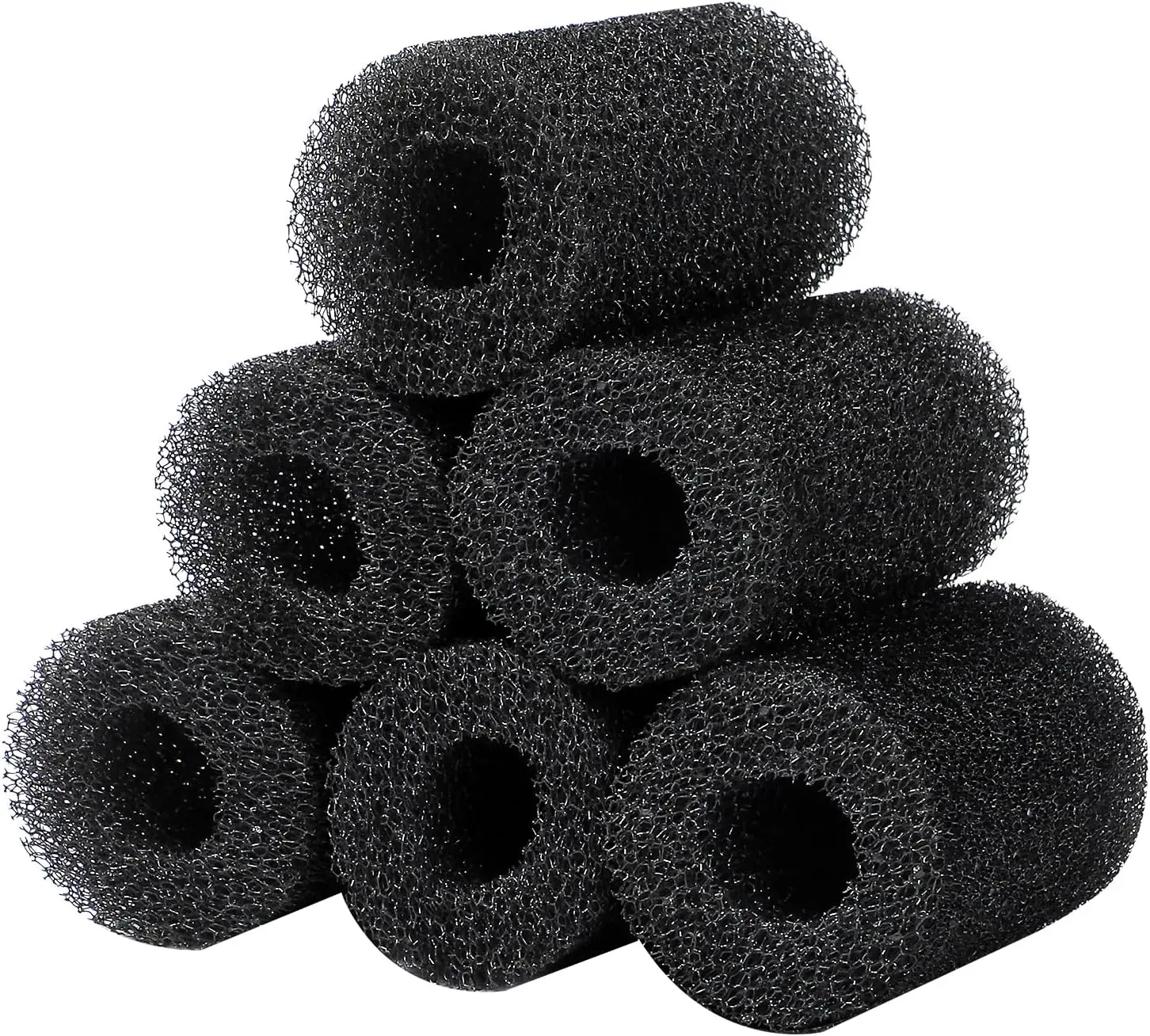 6-Pack Aquarium Filter Pre-Filter Sponges, 0.8in Elastic-Fit Intake Replacement Foam Covers, for Shrimp Fry, with Cleaner Tanks Support