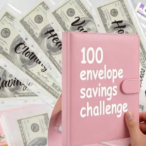 100 Envelope Savings Challenge Book With Waterproof Cash Envelopes Pre Numbered Savings Tracker Budget Planner For Daily Weekly Monthly Saving Goals