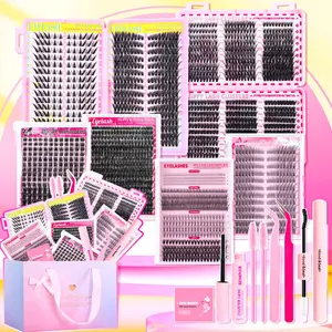 DIY Eyelash Extension Kit Gift Box 6 Styles Christmas Valentine's Day Gifts Individual Lash Clusters Manga Lashes, Cat Eye, Natural Look, Fluffy Eyelash Clusters With Makeup Tools, Bond and Seal, Lash Remover For Beginner Use At Home Eyelash Set