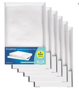 PetSafe ScoopFree Complete Disposable Crystal Cat Litter Trays 6 Pack Pre-filled with Premium Crystal Litter for Improved Odor Control