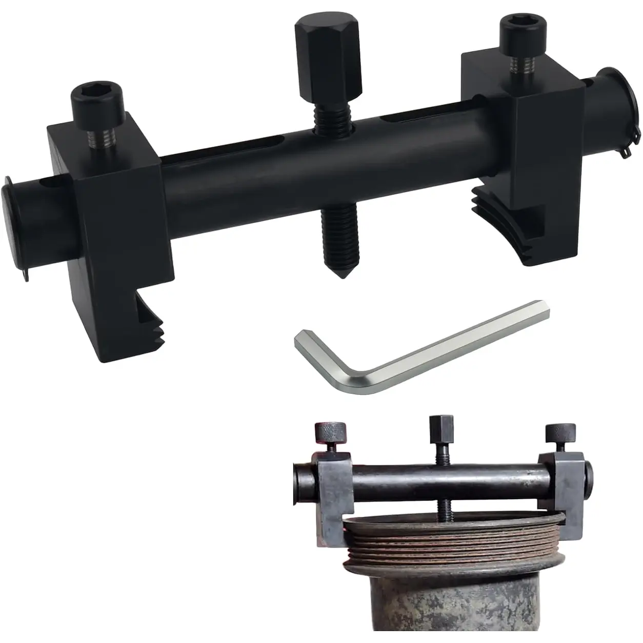 Universal Adjustable Ribbed Drive Crankshaft Pulley Puller, 40-165mm (1.57"-6.50") Heavy Duty Pulley Removal Tool with Dual Locking Screws for Crankshafts, Alternators, A/C Units, Water Pumps