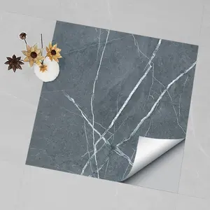 DLSF Square Marble Tile Stickers | PVC Crystal Film | Classic Solid-Color Cracked Checkerboard Style | Waterproof & Oil-Proof | Fits Kitchen/Bath/Floor/Ceiling/Tiles/Old Wood | Decorative Wall Sticker | Home Decor (4PCS/8PCS/12PCS per Box