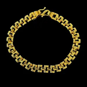 Golden Gold tone Bracelet Chain marked '999', Width 6.2mm, 6.8 inch