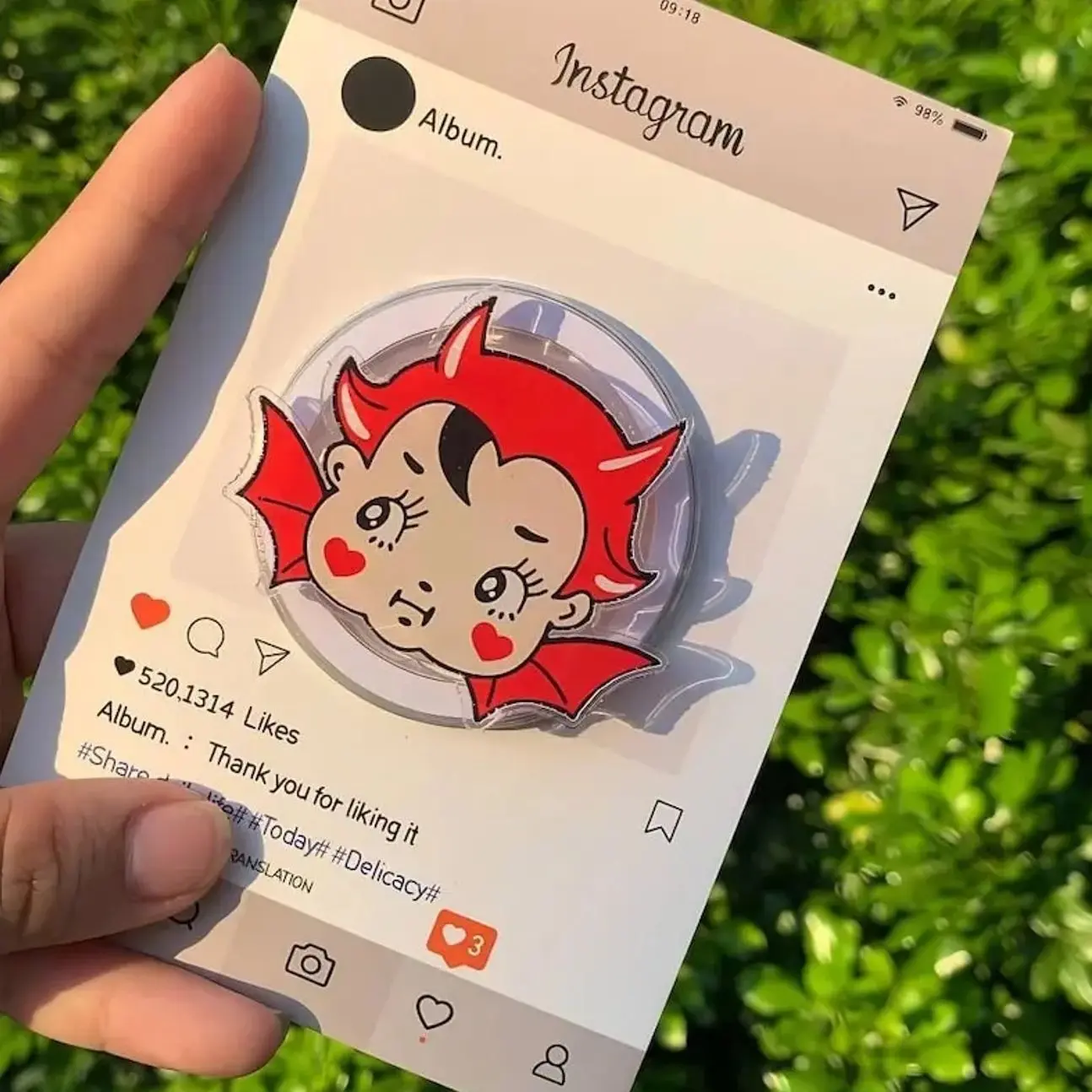 Devil Kewpie Baby MagSafe Phone Grip — Cute Kawaii Halloween Magnetic Holder, Spooky Creepy Cute Gift for iPhone 15 14 13 Gothic Aesthetic