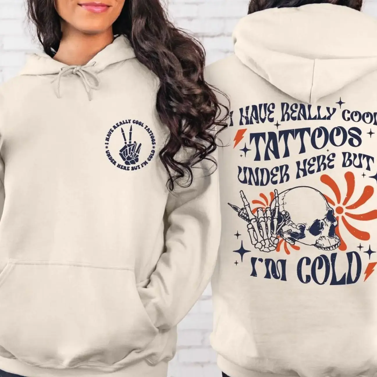I Have Cool Tattoos But Im Cold Sweatshirt, Funny Tattoo Sweatshirt, Tattoo Lover Sweatshirt, Funny Tattoos, Funny Skull Tattoos Hoodie L051 M2Q