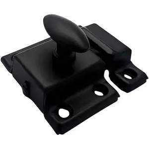 Oval Turn Cabinet Latch, Suitable for Cupboard & Other Furniture, Small, Matte Black, 1 Pack, Made in Taiwan