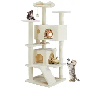 Multi-functional cat tree house cat climbing frame, lounge and recreation area detachable toy, 54in