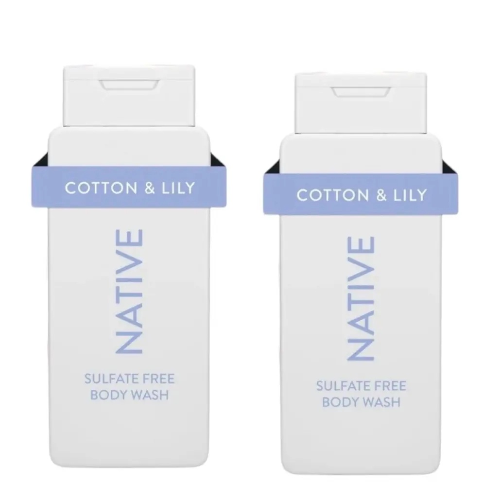 Native Body Wash, Cotton & Lily Scent, Gentle Daily Cleanser, Sulfate & Paraben Free for Men and Women, 18 oz (Pack of 2), Body Care, Cleansing, Skin-Friendly, Sulfate-Free