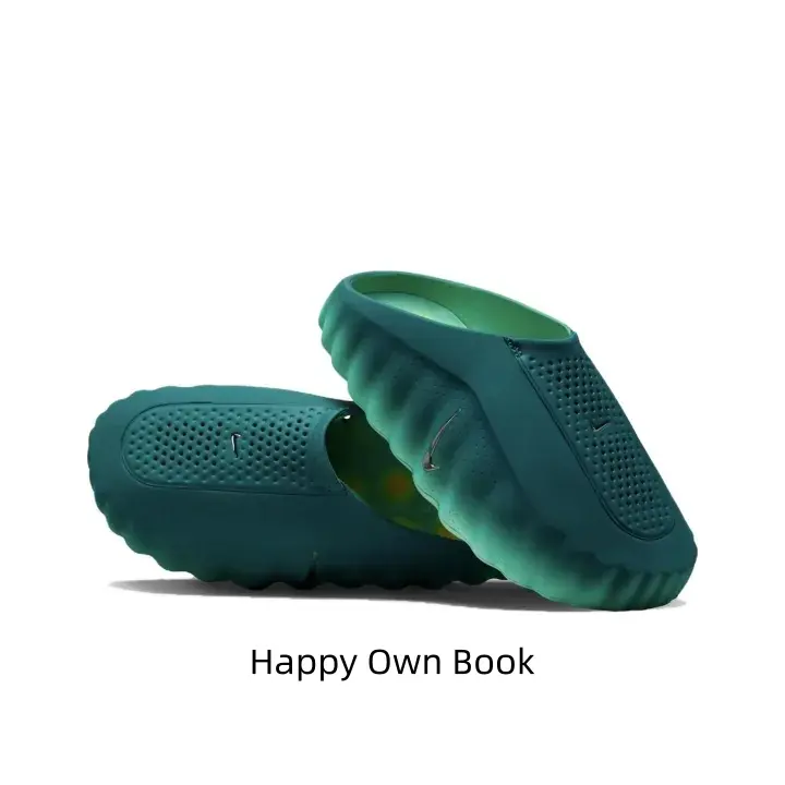Gradient forest green two-tone slide sandals, fully ventilated quick-dry molded foam, subtle pale yellow circular massage inner & outsole warm accents refresh loungewear, jogger & vintage streetwear outfits, shop today