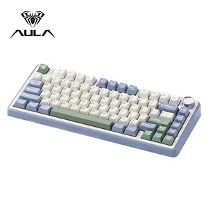 Aula F75 Mechanical Gaming Keyboard, 75 Layout, Dual Mode Game/office, Hot Swappable Axes, Cool Lights, Compatible with Windows/MAC/iOS