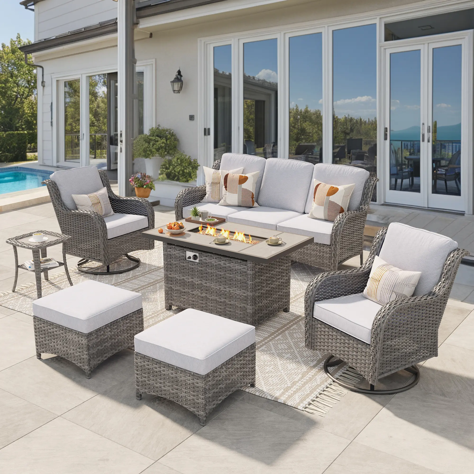 Grey Wicker Grey Cushion