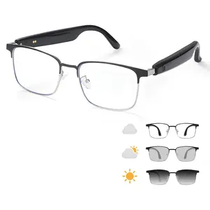 Bluetooth Audio Smart Glasses, Blue Light Glasses for Women Men, Remote Shooting,Open Ear Sound Mic & Speakers, Magnetic Charging, Color-Changing Polarized Sunglasses Lenses, Voice Assistant