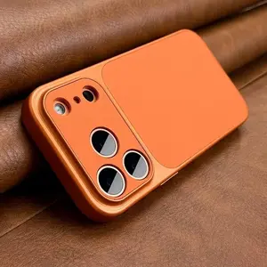 Instant 17 Lychee Pattern Retro Imitation Leather Phone Case Cover, Suitable for iPhone 17Air 16 15 14 13 12 11 Pro Max 17Pro 17Promax Large Window Camera Anti Shock Soft Edge Hard Case Phone Accessories Protective Case