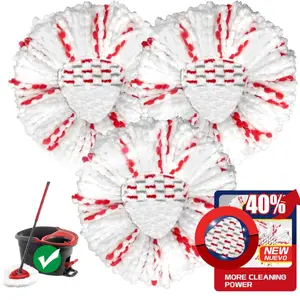 [2026 New Version] Mop Head Replacement - 40% More Cleaning Power, 3 Pack Spin Mop Replacement Head for Easy Wring 1-Tank System, Easy Cleaning, Microfiber and Machine Washable