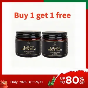 [Buy 1 get 1 free]Tallow and Honey Balm - 100% Grass Fed Beef Tallow for All Skin Types | Face & Body Moisturizer | Natural Lotion, Unscented, 2 FL. oz.