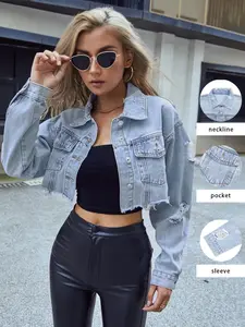Women's Fashionable Denim Jacket, Casual Long Sleeve Outerwear for Daily Wear, Ladies Clothes for All Seasons, Coats