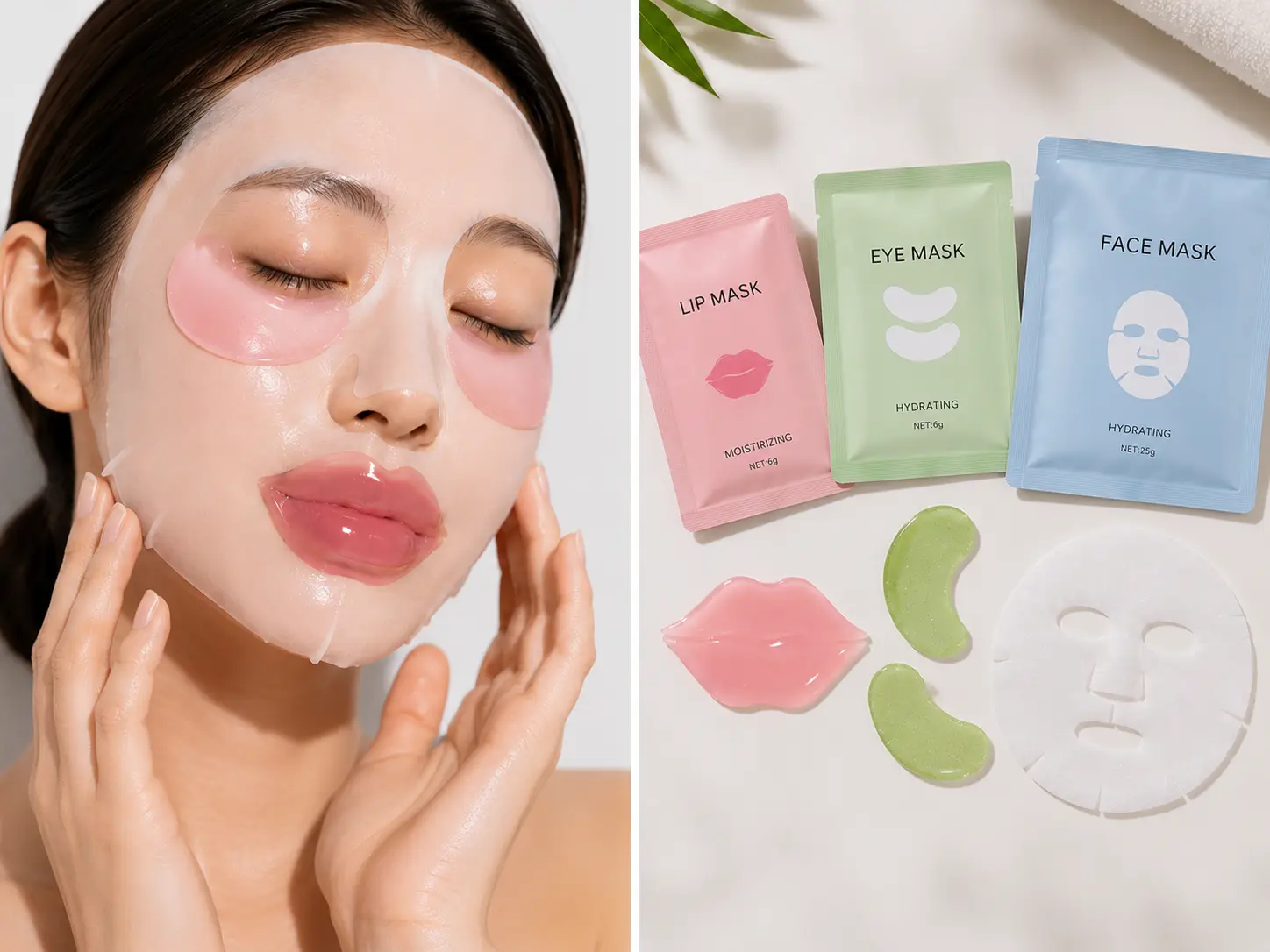 Hydrating Face, Eye & Lip Mask Sets- Moisturizing Skincare Kit with Under Eye Patches, Lip Mask & Face Mask for Glowing Skin.