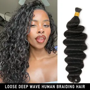YWIGS Loose Deep Wave Human Braiding Hair for Boho Braids Bulk Human Hair for Braiding No Wefted Natural Color Human Hair for Boho Braids #TiktokShopSpringGlowUp