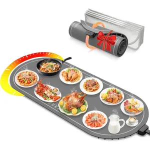 Warming Mats for Countertop (XXL 36"x15"),Electric Heating Pad for ,Roll Up  Warmer Mat for Party and Kitchen,Practical Cooking Birthday  for Mom and Women(Gray)