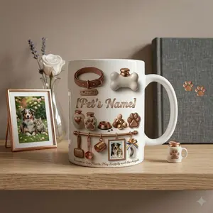 Personalized Pet Memorial Mug, 2D Printed 3D Inflated Effect Coffee Mug with Custom Pet Photo, Dog or Cat Remembrance Keepsake Mug for Pet Owners, Comforting Sympathy Coffee Cup for Pet Loss, Meaningful Memorial Gift for Remembering Beloved Pets