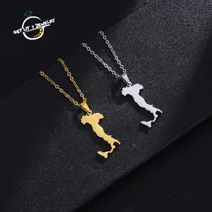 Italian map polished pendant necklace, unisex for men and women | Fashionable & Versatile | Holiday Gift | Birthday Gift | Creative Ethnic Map Pendant Necklace