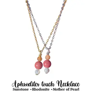 Aphrodite's Touch Necklace Love & Attraction Crystal Jewelry with Mother of Pearl Sunstone & Rhodonite Stones