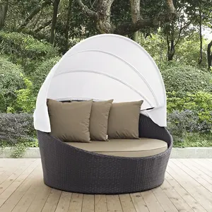 Modway Convene Canopy Outdoor Patio Daybed in Espresso Mocha
