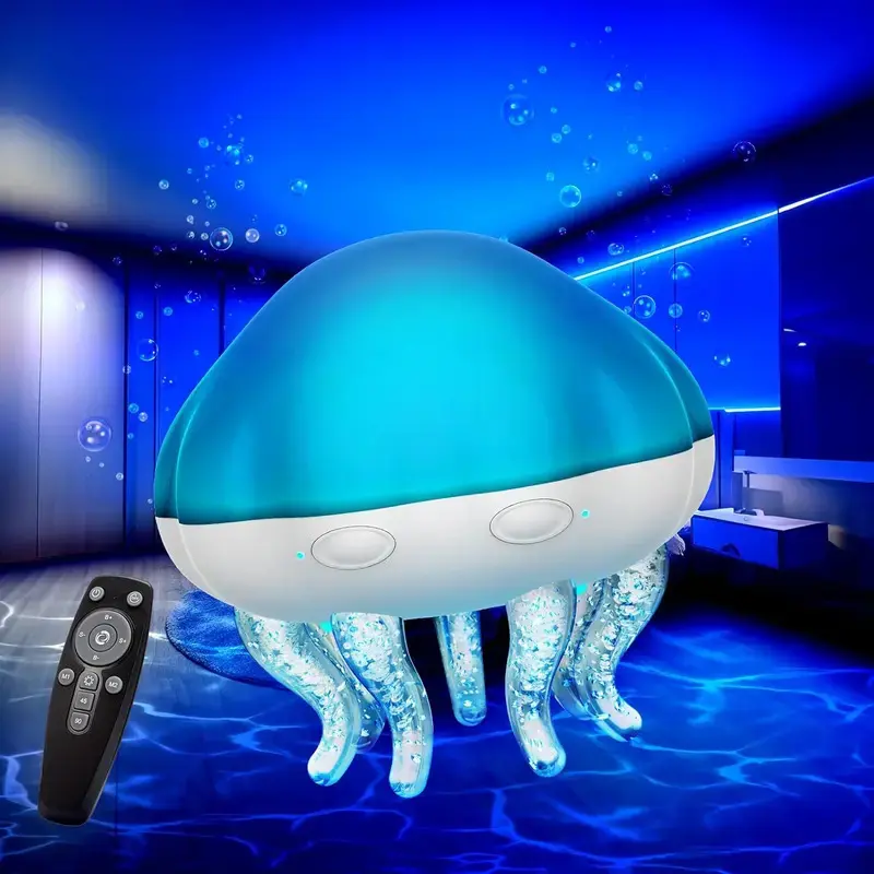Jellyfish Galaxy Star Projector Night Light - Animal-Form ABS Plastic Home Decor, 8 Color Modes, Bluetooth Audio, Music Sync, White Noise, Adjustable Connection, Kids Room Use, Birthday Gift Led Multicolor Led bonnet blue baby shower baby blue baby shower