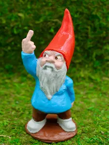 Zombie Gnomes Terrible Tim with Bleep Bar Decorative Garden Handmade Ceramic 2.5x6.5x3 Inches Quirky Gnome Statue